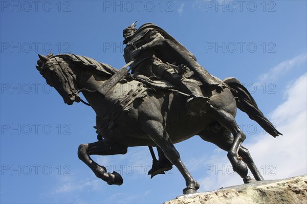 Albania, Tirane, Tirana, Equestrian statue of George Castriot Skanderbeg  the national hero of Albania.