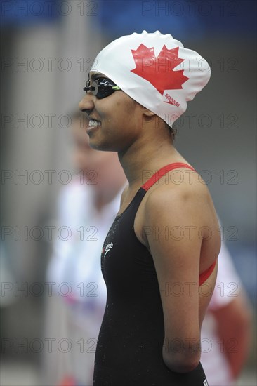 Sport, Watersport, Swimming, Female paralympic competitor before race.