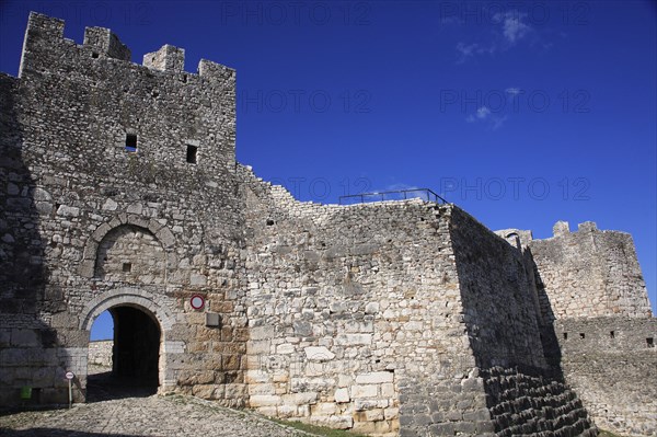 Albania, Berat, Entrance gate and fortified walls of the thirteenth century castle.