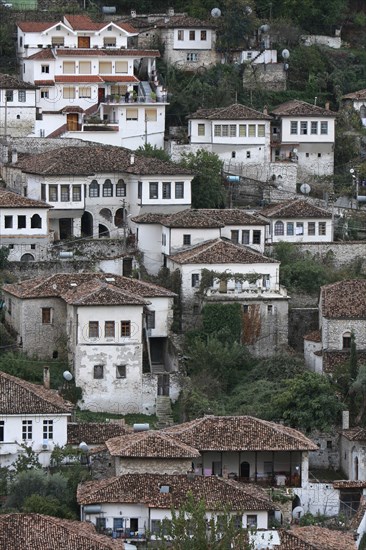 Albania, Berat, Ottoman houses in the old town.