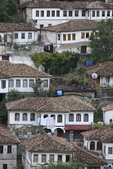 Albania, Berat, Ottoman houses in the old town.