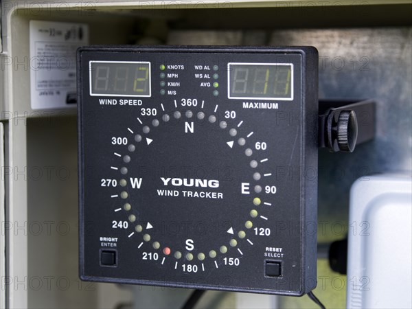 Climate, Weather, Measurements, Tracker digital display for wind speed direction monitor at Bognor Regis weather station.