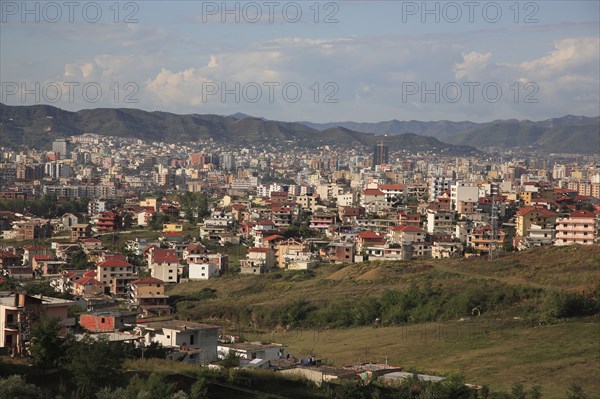 Albania, Tirane, Tirana, Panoramic view over the city.