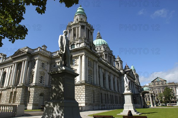 Northern Ireland, Belfast, Angled view of the City Hall exterior