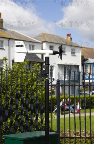 England, West Sussex, Bognor Regis, Climate  Weather  Measurements  Wind speed and direction monitor and Stevensons screen at Bognor Regis weather station the second oldest in England.