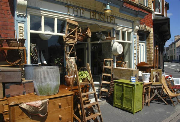 Wales, General, Display of furniture and other items outside a Bric A Brac shop