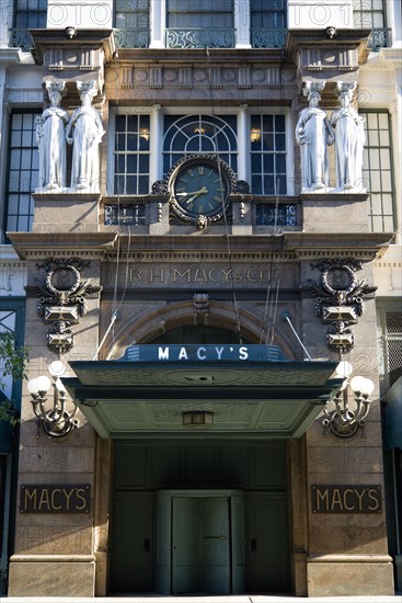 USA, New York, New York City, Manhattan  Caryatids guarding the original 34th Street entrance to Macys department store.