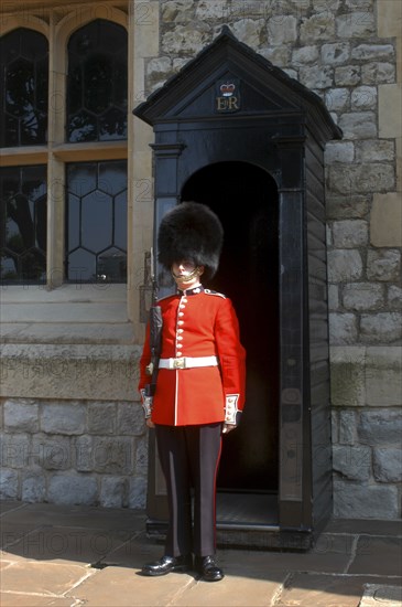 England, London, Queens Life Guard on duty at Buckingham Palace