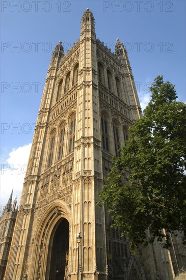 England, London, Houses of Parliament tower Westminster