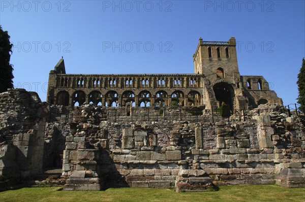 Scotland, Scottish Borders, Jedburgh, Jedburgh Abbey ruins that date from as early as the 9th century