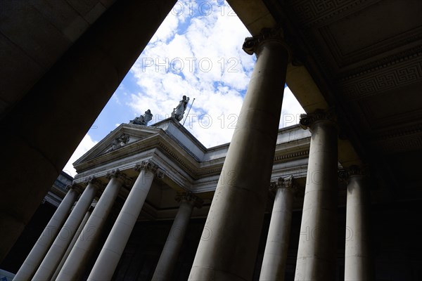 Ireland, County Dublin, Dublin City, The 18th Century Bank Of Ireland building in College Green at one time the Irish Houses of Parliament or Irish Parliament House the first purpose-built two-chamber parliament building in the world.