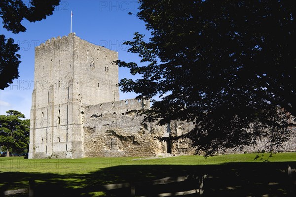 Portchester Castle showing the Norman 12th Century Tower built within the Roman 3rd Century Saxon Shore Fort. Photo: Paul Seheult