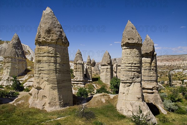 Love Valley. Group of phallic shaped fairy chimney rock formations in popular valley outside Goreme. Photo : Hugh Rooney