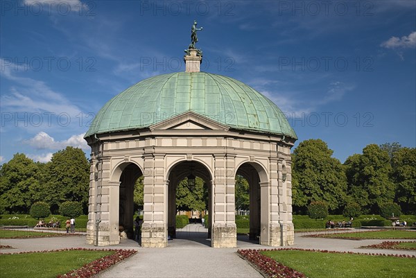 Hofgarten Royal Garden. Temple of the goddess Diana built 1615 with domed copper roof and circular base with series of arches. Photo: Hugh Rooney