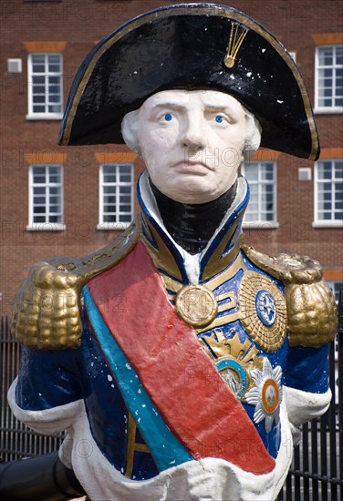 Ships figurehead of Admiral Lord Nelson in the Historic Naval Dockyard. Photo : Paul Seheult