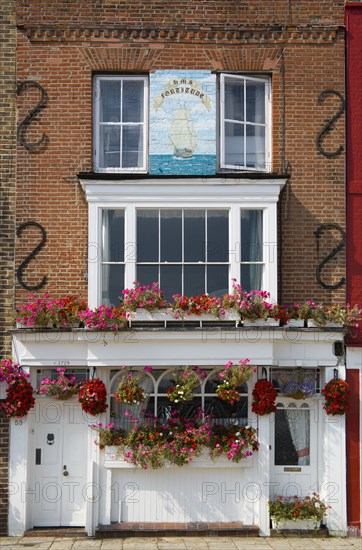 18th Century Georgian house on Spice Island in Old Portsmouth with a wall painting of HMS Fortitude. Photo: Paul Seheult