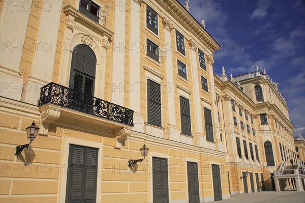 Schonnbrunn Palace angled part view of exterior facade. Photo : Bennett Dean