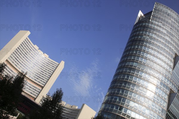 Angled view of UNO City and the Andromeda Tower in the Donau City district. Photo: Bennett Dean