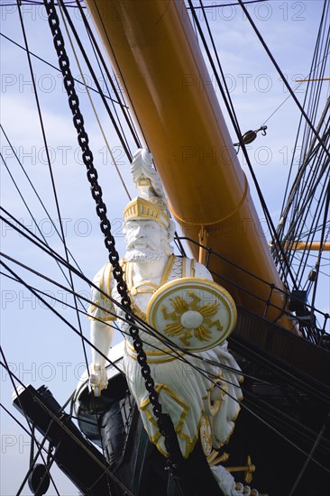 The figurehead of HMS Warrior at The Historic Naval Dockyard. Built in 1860 it was the first iron hulled steam and sail powered warship. Photo: Paul Seheult
