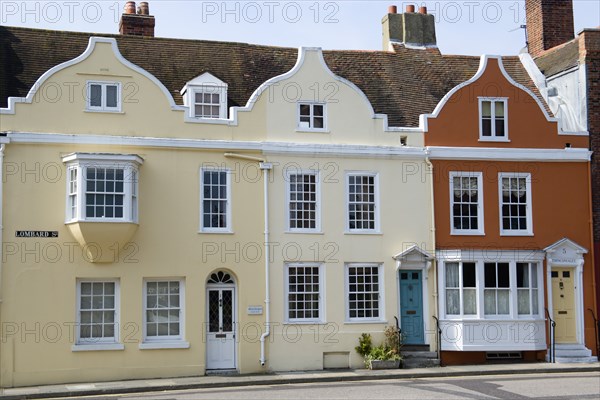 A row of three 17th Century houses in Lombard Street in Old Portsmouth with Dutch style gables. Photo: Paul Seheult