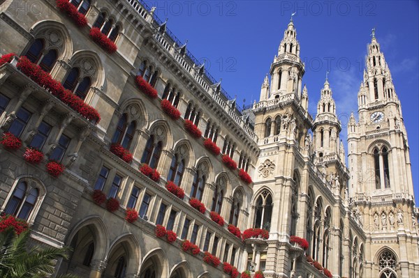 The Rathaus. Angled view of exterior and clock tower. Photo: Bennett Dean