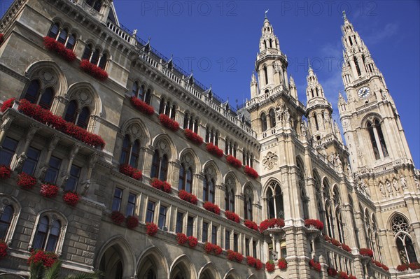 The Rathaus. Angled view of exterior and clock tower. Photo : Bennett Dean