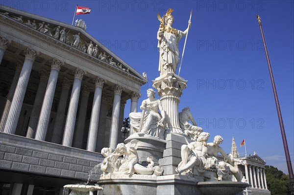 Statue of Athena in front of Parliament building. Photo: Bennett Dean