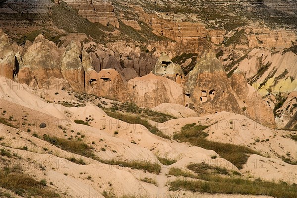 Red Valley. Hacli Kilise or The Church of the Cross. Exterior of rock cut cave church in volcanic tufa landscape on the North rim of the Red Valley. Photo : Hugh Rooney