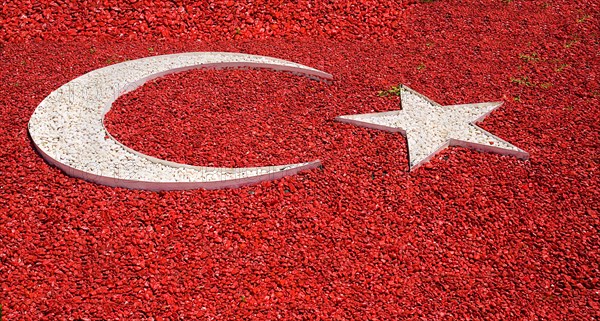 Mausoleum of the founder of the Turkish Republic Mustafa Kemal Ataturk. The Turkish flag depicted in pebblestones. Photo: Hugh Rooney