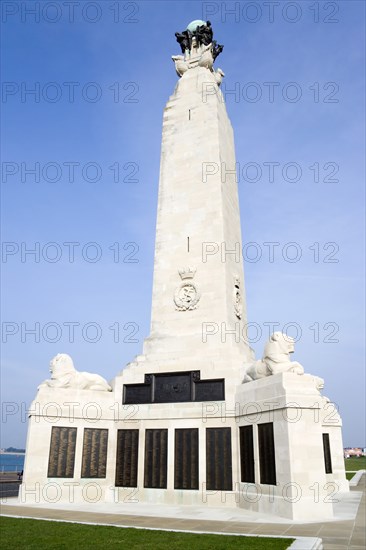 World War One Naval Memorial obelisk on Southsea seafront designed by Sir Robert Lorimer with sculpture by Henry Poole. Photo : Paul Seheult