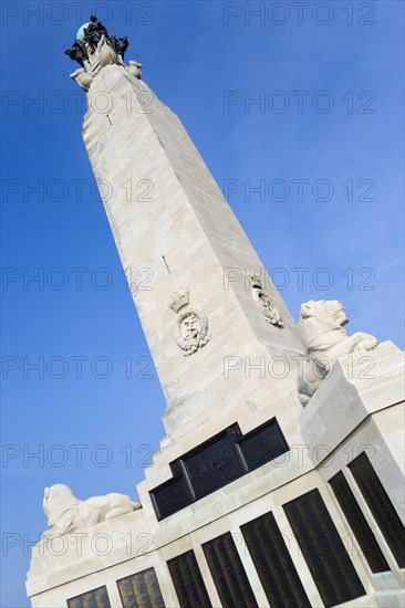 World War One Naval Memorial obelisk on Southsea seafront designed by Sir Robert Lorimer with sculpture by Henry Poole. Photo: Paul Seheult