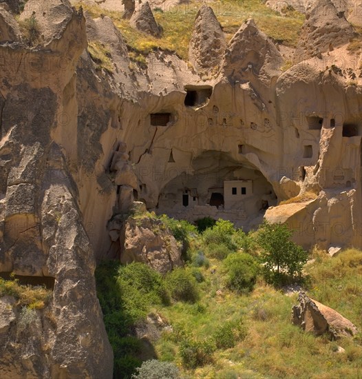 Zelve Open Air Museum. Abandoned monastic cave town inhabited until 1952 when the valley was deemed too dangerous to live in any more. Severely eroded cliffs and cave dwellings. Photo : Hugh Rooney