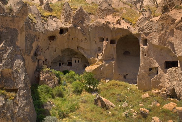 Zelve Open Air Museum. Abandoned monastic cave town inhabited until 1952 when the valley was deemed too dangerous to live in any more. Severely eroded cliffs and cave dwellings. Photo : Hugh Rooney