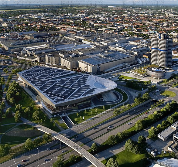 Elevated view over BMW Headquarters and city buildings from the Olympic Tower. Photo: Hugh Rooney