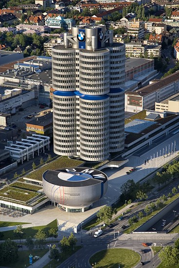 Elevated view over BMW Headquarters and city buildings from the Olympic Tower. Photo: Hugh Rooney