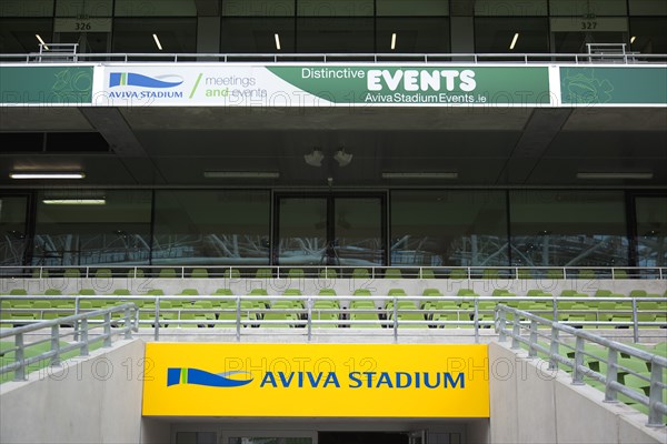 Ballsbridge Lansdowne Road Aviva 50000 capacity all seater Football Stadium designed by Populus and Scott Tallon Walker. A concrete and steel structure with polycarbonate self cleaing glass exterior built at a cost of 41 million Euros. Home to the natio. Photo : Stephen Rafferty