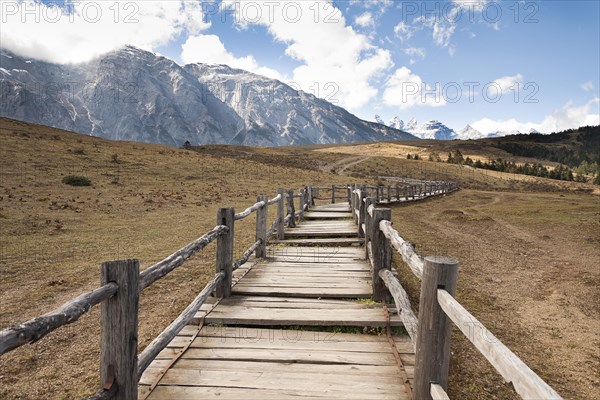 Yulong Xue Shan Mountain range also known as Jade Dragon Snow Mountain from Yak Meadow. Photo: Mel Longhurst