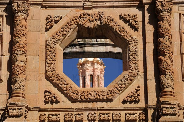Mexico, Bajio, Zacatecas, Facade detail of the convent of San Francisco now Museo Rafael Coronel. 
Photo : Nick Bonetti