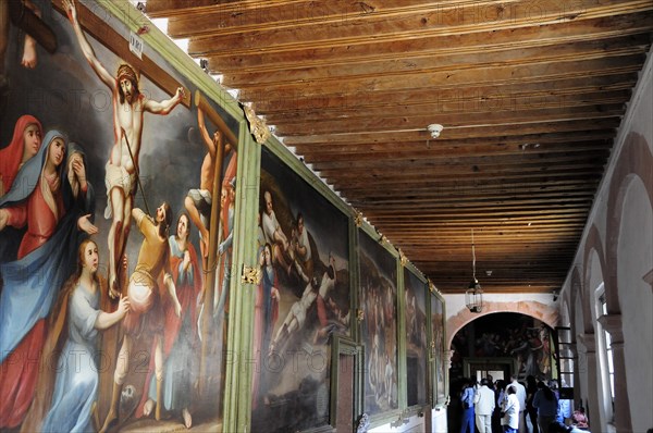 Mexico, Bajio, Zacatecas, Paintings of the Stations of the Cross in the Monastery Museum of Guadalupe. 
Photo : Nick Bonetti