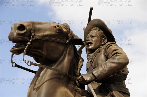 Mexico, Bajio, Zacatecas, Equestrian statue of the Mexican Revolutionary leader Pancho Villa at Cerro de la Buffa. 
Photo : Nick Bonetti