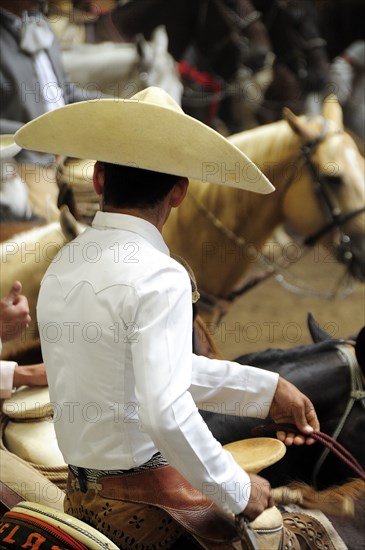 Mexico, Bajio, Zacatecas, Traditional horseman or Charro at Mexican rodeo. Mockford & Bonetti. 
Photo : Nick Bonetti