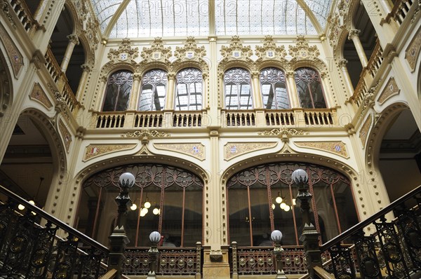 Mexico, Federal District, Mexico City, Art Nouveau interior of the Correo Central main Post Office. 
Photo : Nick Bonetti