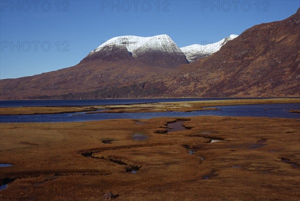 Scotland, West Highlands, Torridon, Beinn Alligan Range with Tom-Na-Gruagaich at 922 metres seen across Loch Torridon. 
Photo : Bryan Pickering