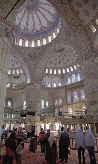 Turkey, Istanbul, Sultanahmet Camii Blue Mosque interior. 
Photo : Stephen Rafferty