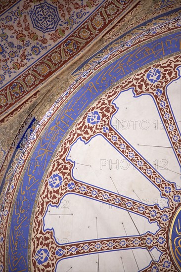 Turkey, Istanbul, Sultanahmet Camii Blue Mosque interior detail of the domed ceiling. 
Photo : Stephen Rafferty