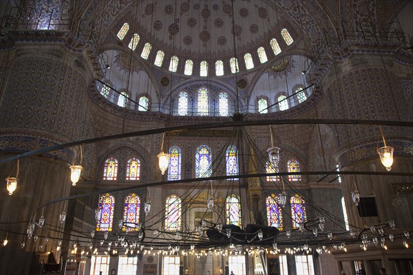 Turkey, Istanbul, Sultanahmet Camii Blue Mosque interior. 
Photo : Stephen Rafferty