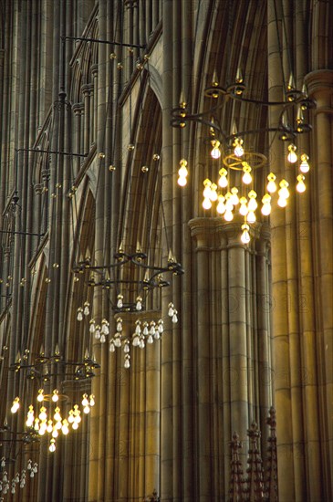 England, West Sussex, Shoreham-by-Sea, Lancing College Chapel interior view of the nave. 
Photo : Stephen Rafferty