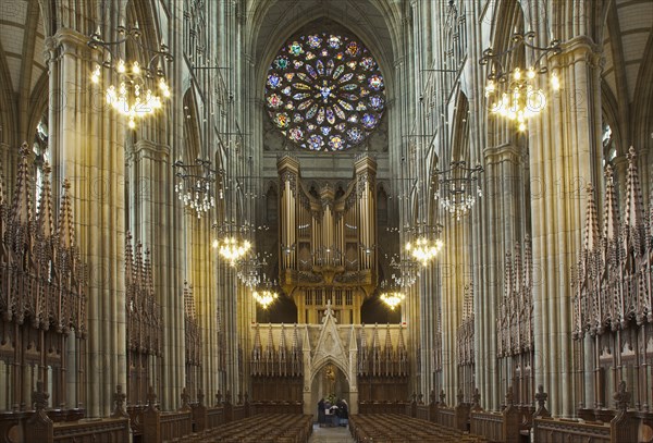 England, West Sussex, Shoreham-by-Sea, Lancing College Chapel interior view of the Nave. 
Photo : Stephen Rafferty