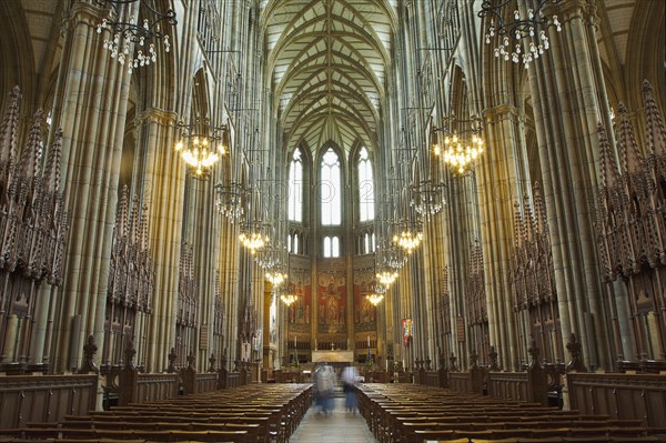 England, West Sussex, Shoreham-by-Sea, Lancing College Chapel interior view of the Nave.
Photo : Stephen Rafferty