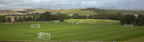 Sport, Football, Soccer, Empty practice pitches. 
Photo : Stephen Rafferty